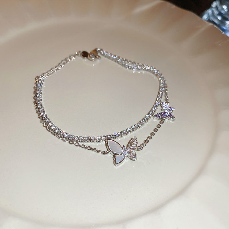 Butterfly Zircon Double-Layer Bracelet