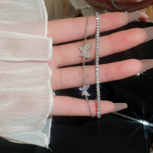 Butterfly Zircon Double-Layer Bracelet