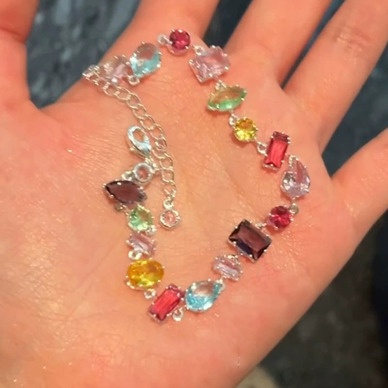 Zircon Colorful Square Water Drop Bracelet