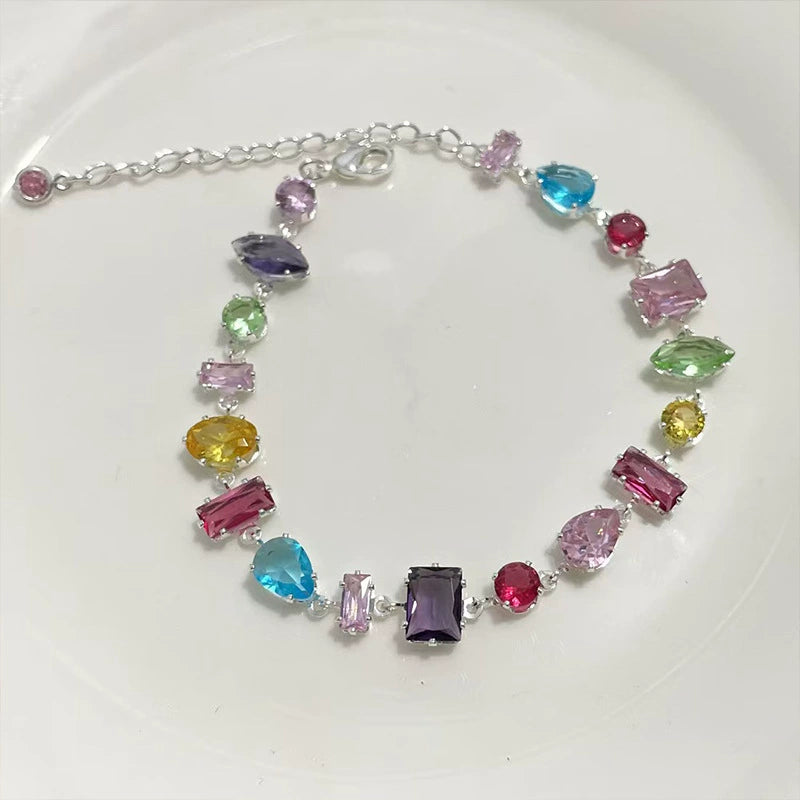 Zircon Colorful Square Water Drop Bracelet