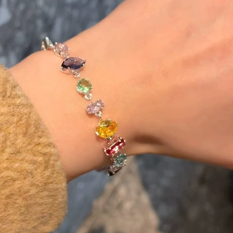 Zircon Colorful Square Water Drop Bracelet