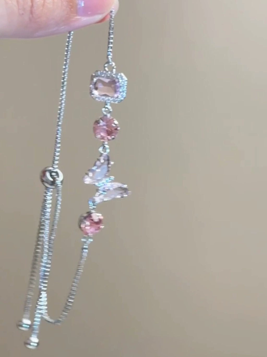 Zircon Pink Butterfly Bracelet Sweet and Simple