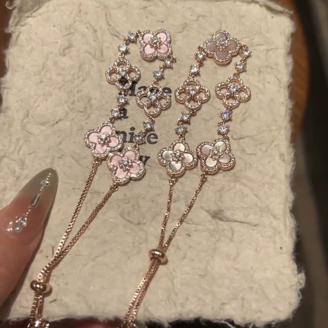 Zircon Rhombus Flower Adjustable Bracelet Light Luxury High-end Feel