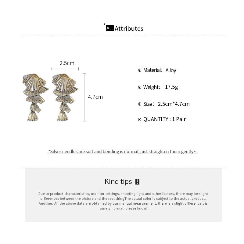 Silver Needle High-End Metal Tassel Earrings Simple Luxury Style
