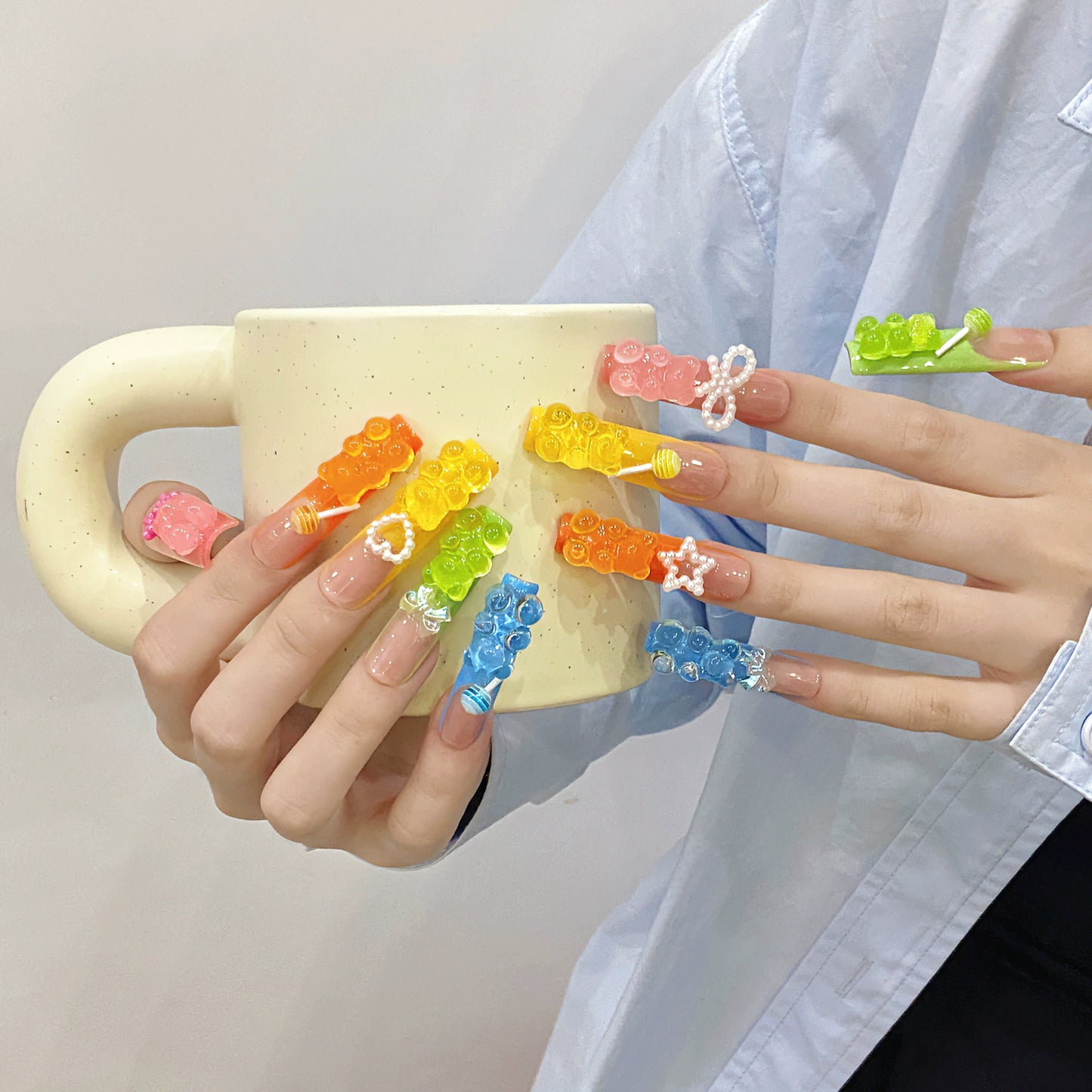 Wearable Nails Ins Style Colorful Cute Bear