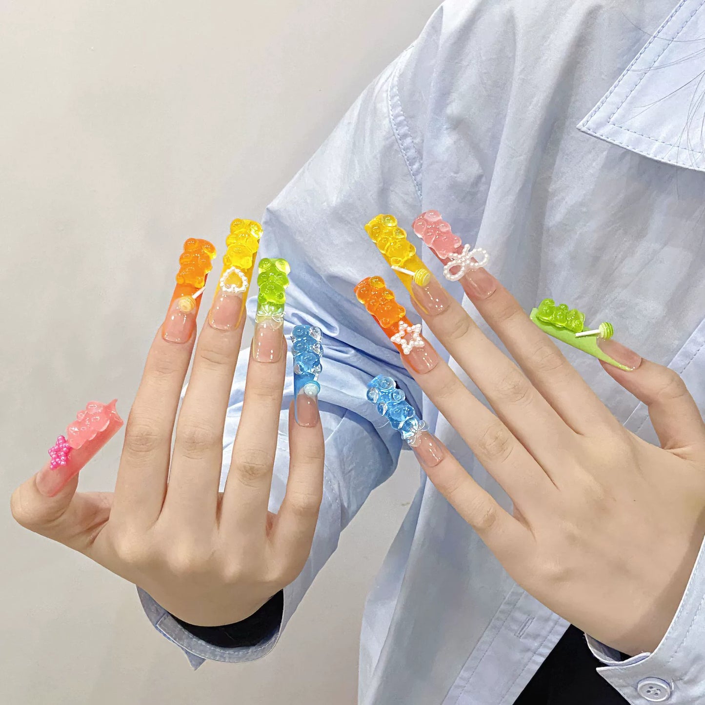 Wearable Nails Ins Style Colorful Cute Bear