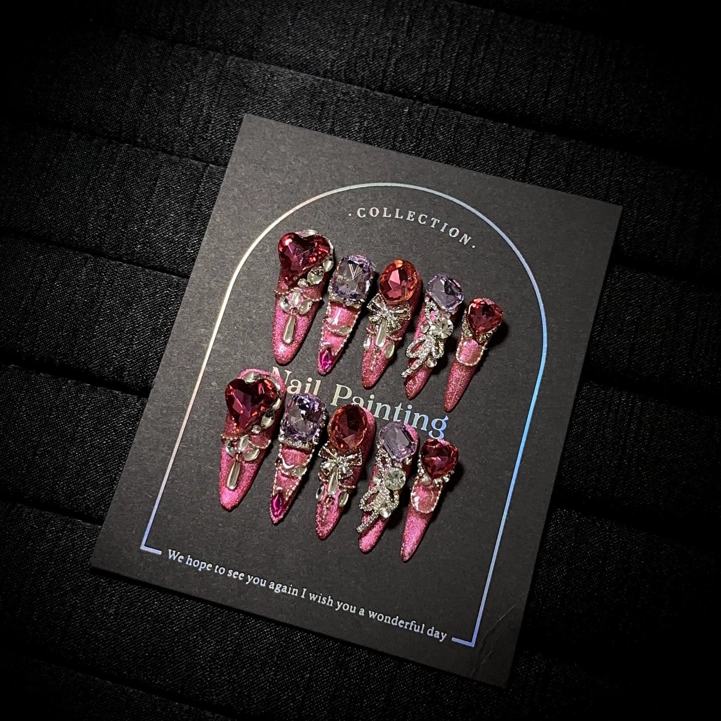 Wearable Nail High-End Feel Red Cat Eye Heavy Craft Luxury