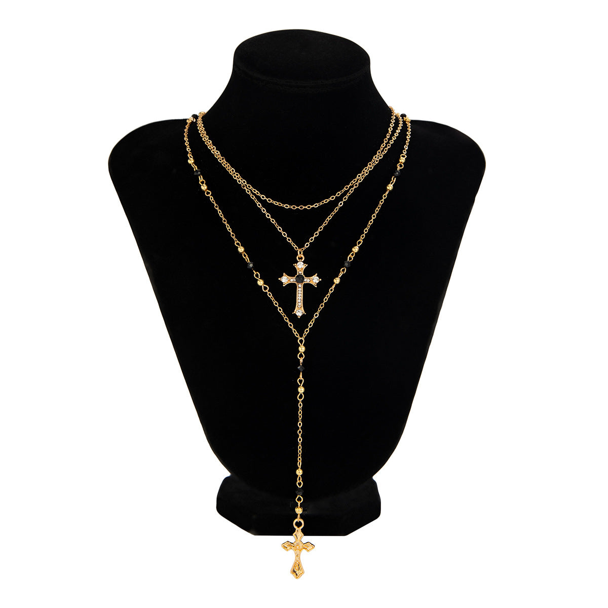 INS Style Cross Pendant Necklace Layered Wear Set