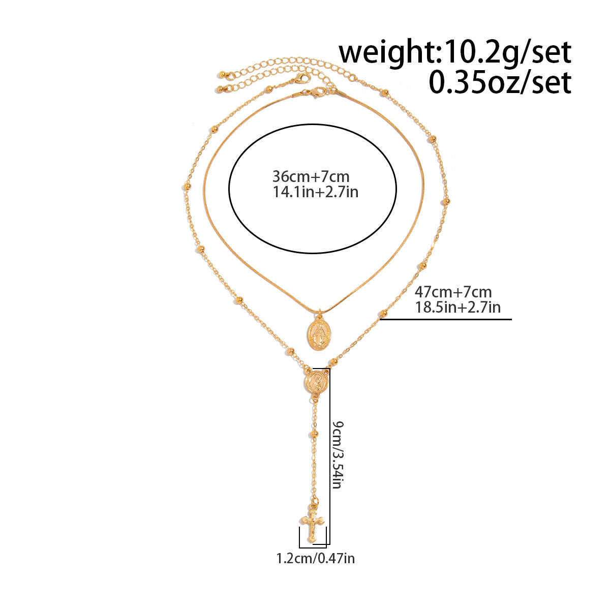 INS Style Cross Pendant Necklace Layered Wear Set
