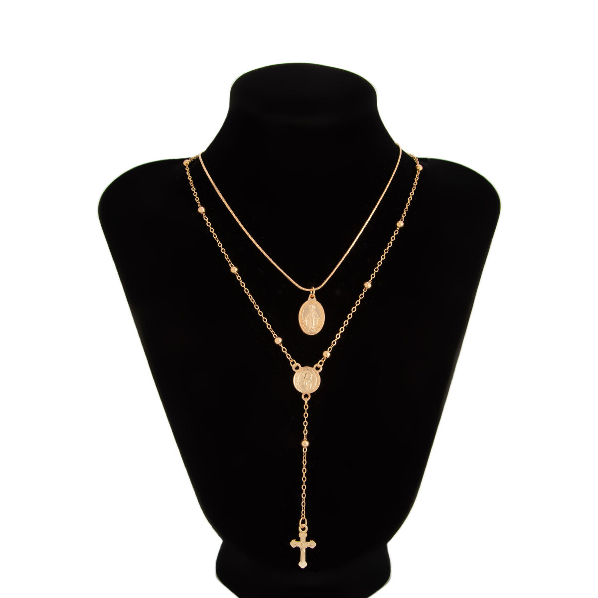 INS Style Cross Pendant Necklace Layered Wear Set