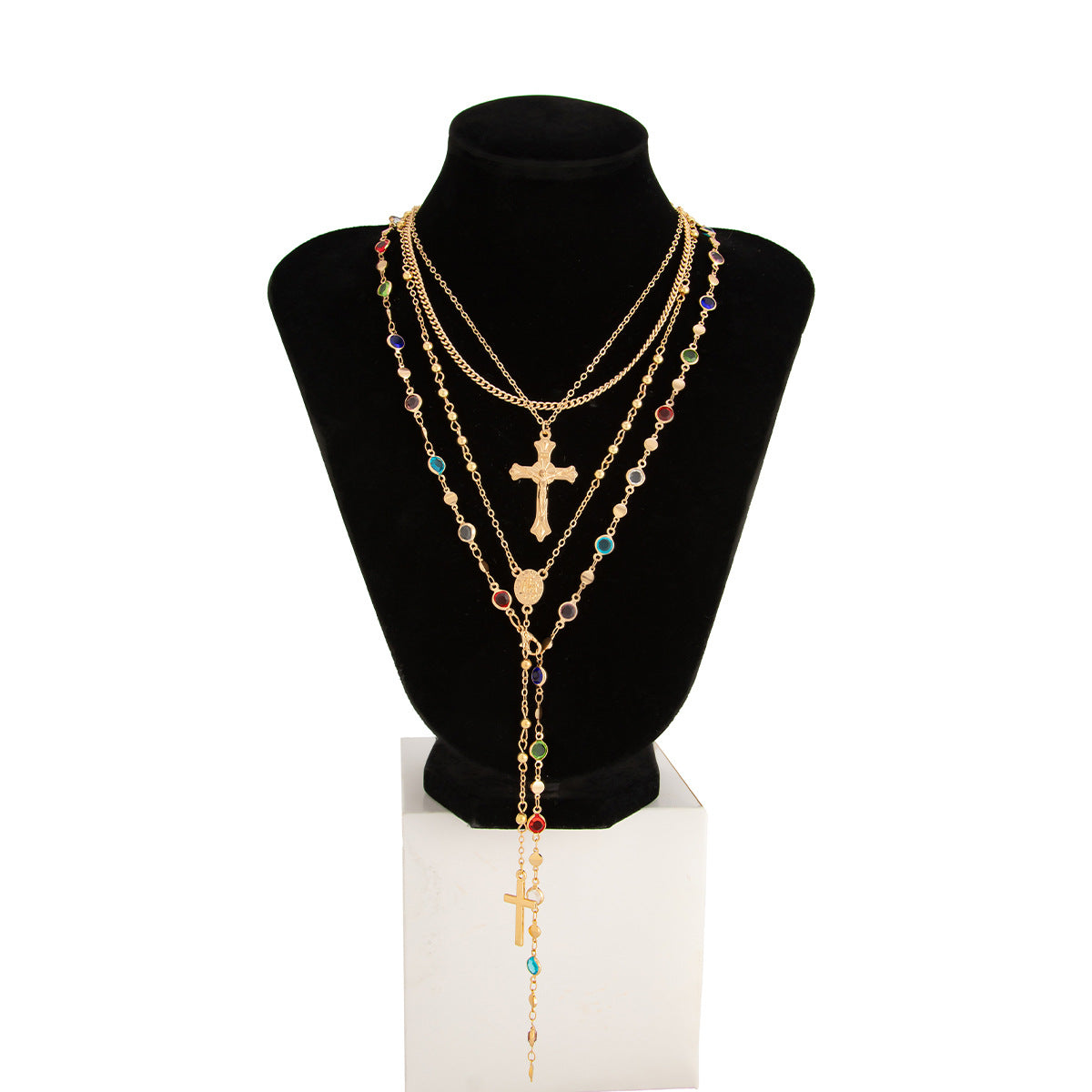 INS Style Cross Pendant Necklace Layered Wear Set