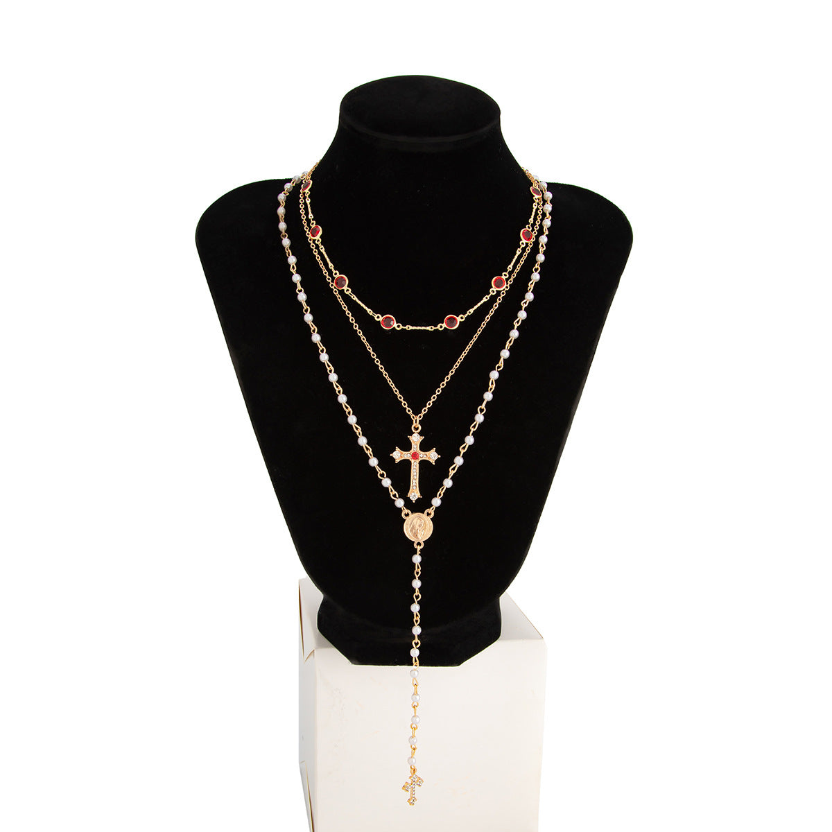 INS Style Cross Pendant Necklace Layered Wear Set