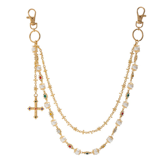 Colorful Diamond Cross Trouser Chain Bag Chain