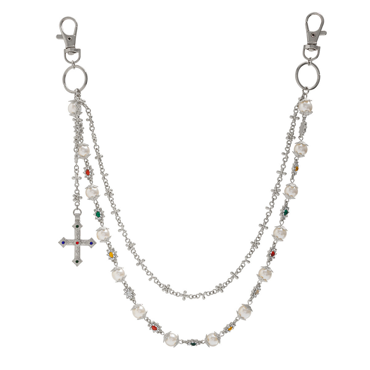 Colorful Diamond Cross Trouser Chain Bag Chain