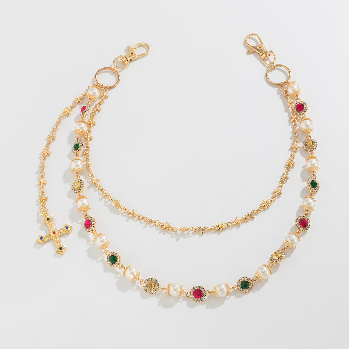 Colorful Diamond Cross Trouser Chain Bag Chain