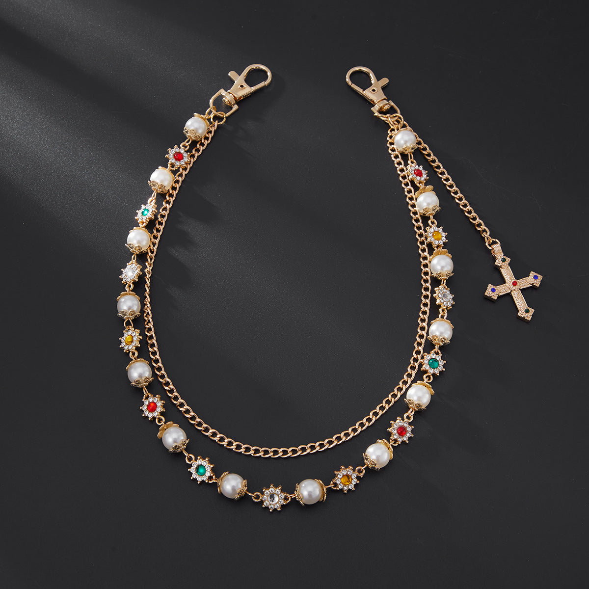Colorful Diamond Cross Trouser Chain Bag Chain