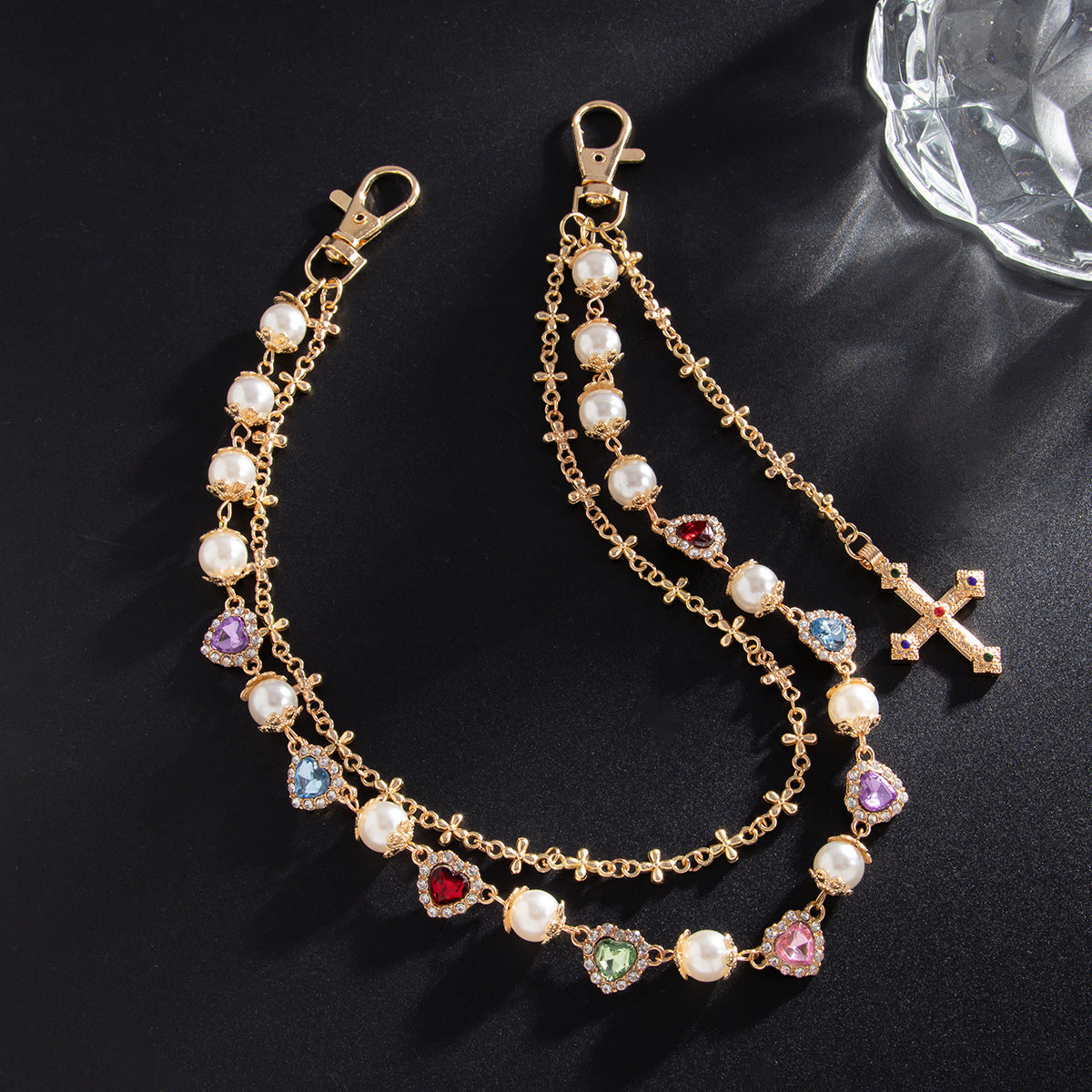 Colorful Diamond Cross Trouser Chain Bag Chain
