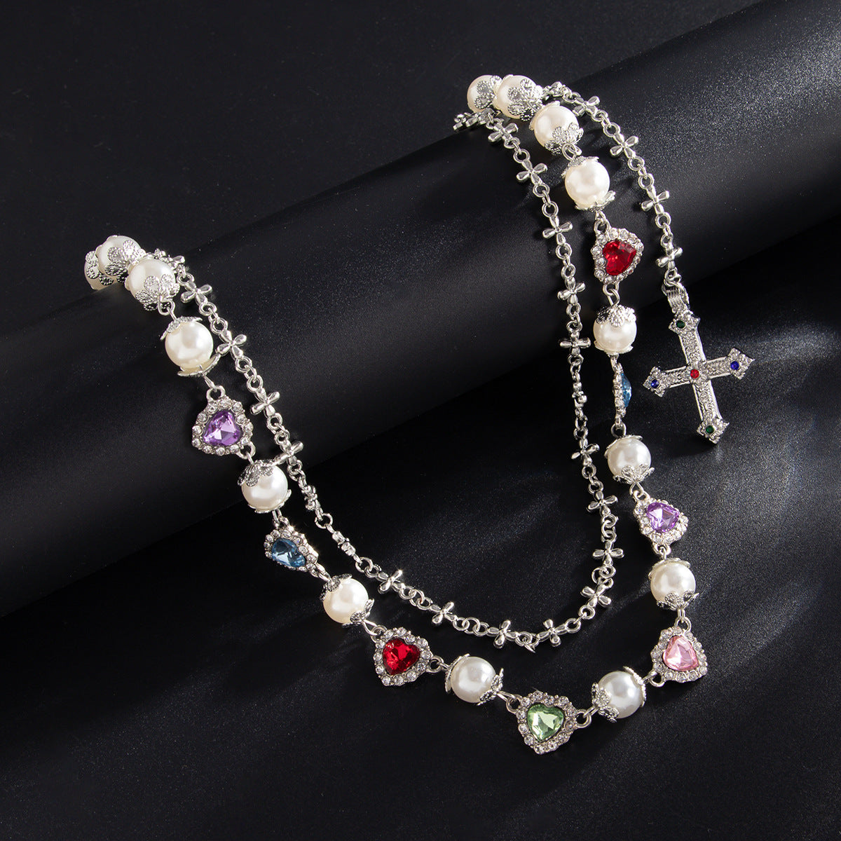 Colorful Diamond Cross Trouser Chain Bag Chain