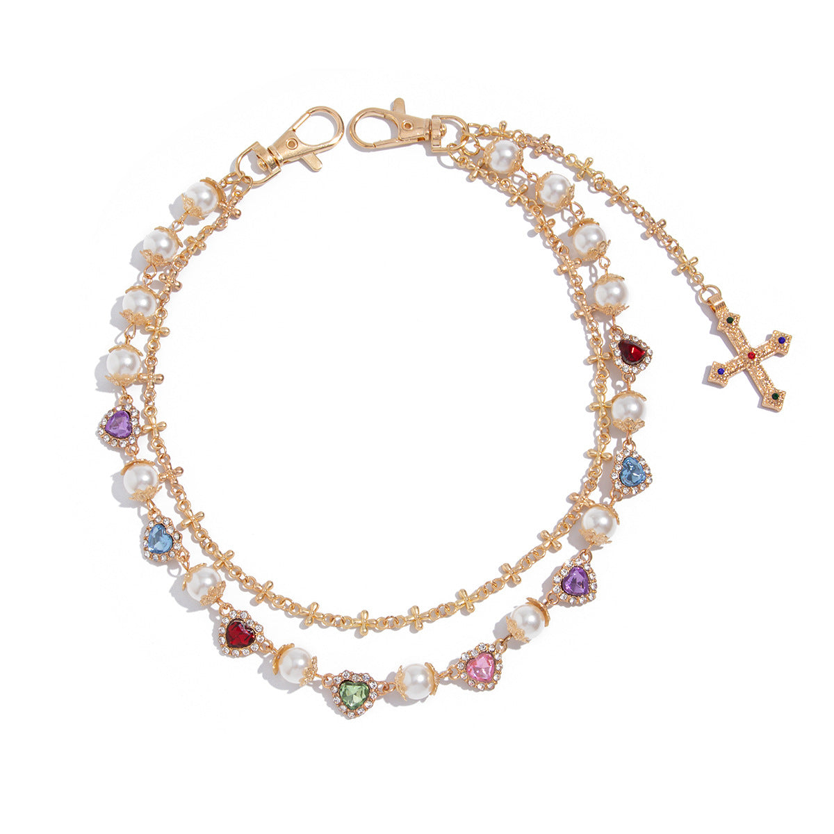 Colorful Diamond Cross Trouser Chain Bag Chain