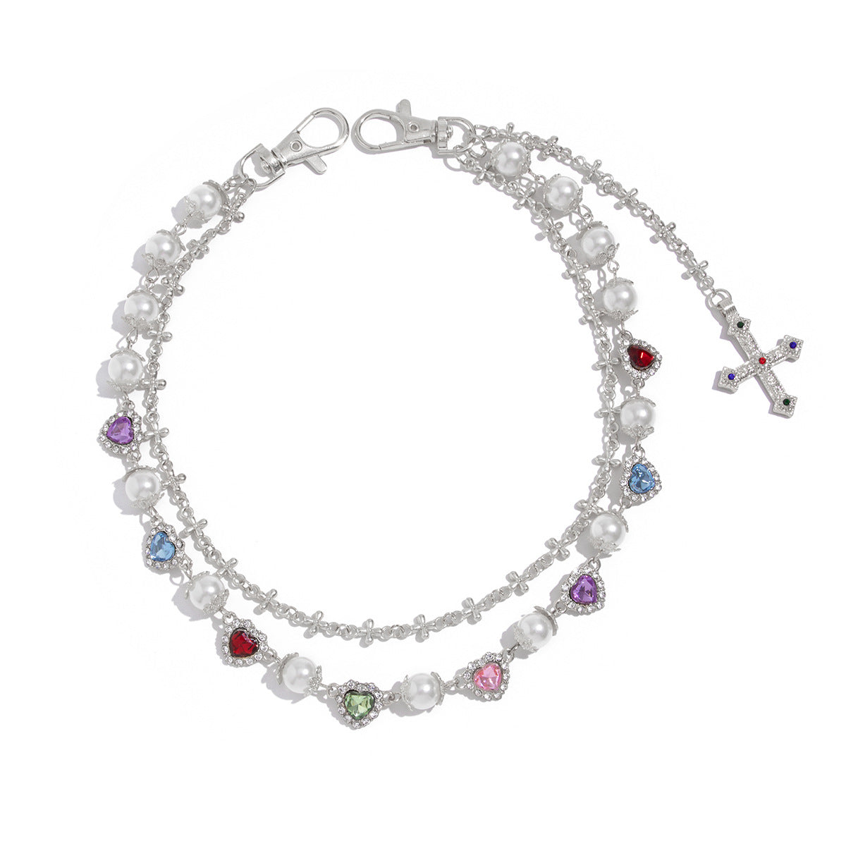 Colorful Diamond Cross Trouser Chain Bag Chain