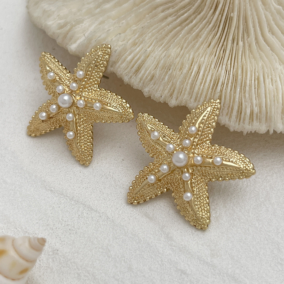 Beach Holiday Starfish Shells Earrings Ocean Style