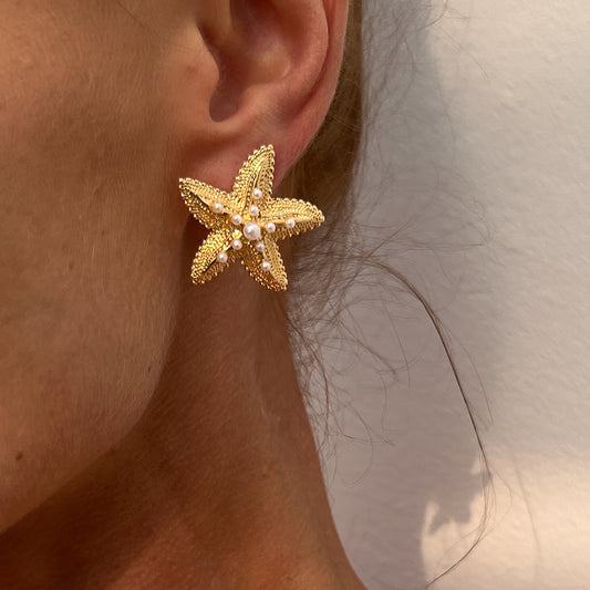 Beach Holiday Starfish Shells Earrings Ocean Style