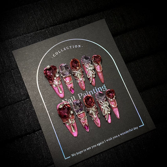 Wearable Nail  High-End Feel Red Cat Eye Heavy Craft Luxury