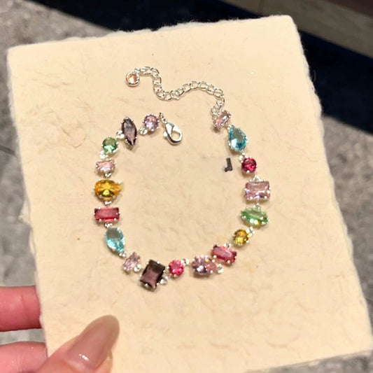 Zircon Colorful Square Water Drop Bracelet