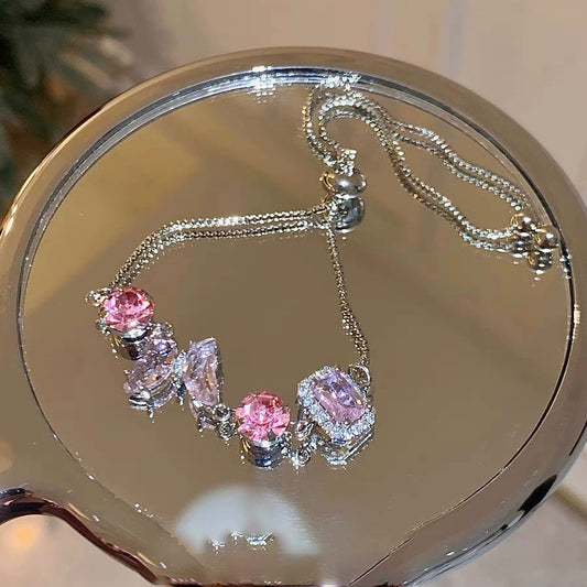 Zircon Pink Butterfly Bracelet Sweet and Simple