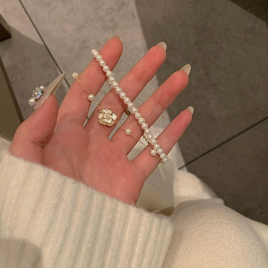 Double-layer Pearl Camellia Bracelet