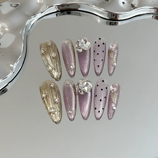 Wearable Nails Purple Cat Eye