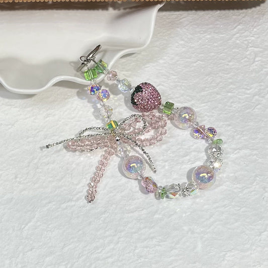 [Designer Style] Berry Crystal Phone Chain DIY Material Wrist Chain Beaded Flashing