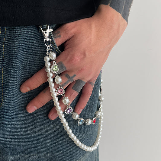 Colorful Diamond Cross Trouser Chain Bag Chain